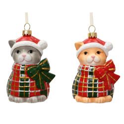 Figurine de Noël chat à suspendre 11 x 9 cm DECORIS