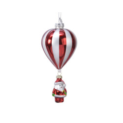 Montgolfière de Noël à suspendre blanche et rouge 7 cm DECORIS