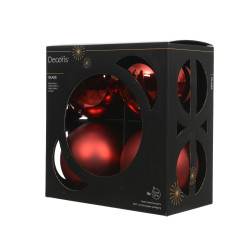 Set de boules de Noël en verre rouges Ø 10 cm 4 pièces DECORIS