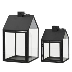 Lanterne en fer noir 32 cm DECORIS