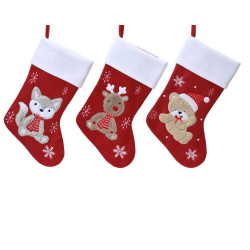 Chaussette de Noël à suspendre rouge 40 cm DECORIS