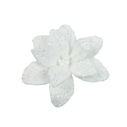 Rose de Noël artificielle à clipser blanche Ø 28 cm