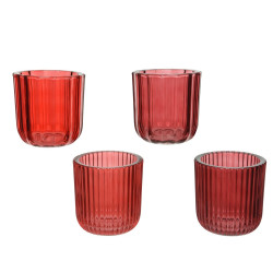 Photophore en verre rouge Ø 9 x 9