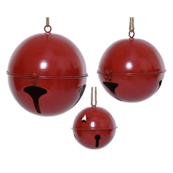 Clochette à suspendre rouge 3 pièces DECORIS