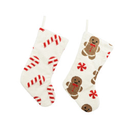 Chaussette de Noël à suspendre blanche 51 cm DECORIS