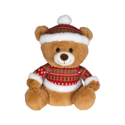 Ours en peluche animé avec pull de Noël 28 cm DECORIS