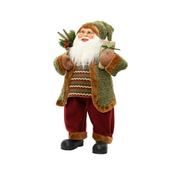 Figurine de Père Noël avec veste verte 45 cm DECORIS