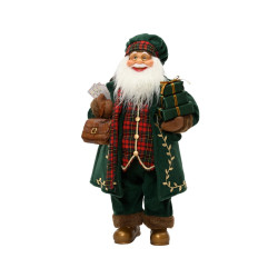 Figurine de Père Noël avec manteau vert 45 cm DECORIS