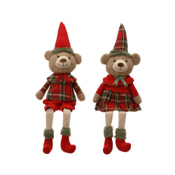Ours en peluche assis avec habits de Noël 60 cm DECORIS