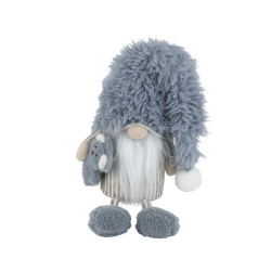Gnome assis en polyester bleu 15 x 14 x 75 cm DECORIS