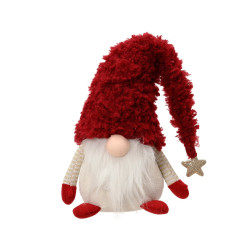 Gnome assis en polyester rouge 22 x 15 x 28 cm DECORIS