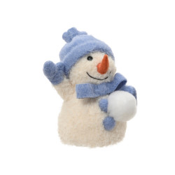 Bonhomme de neige en polyester blanc et bleu 22 x 13 x 18 cm DECORIS