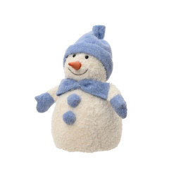 Bonhomme de neige en polyester blanc et bleu 26 x 20 x 30 cm DECORIS