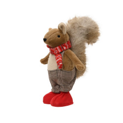Ecureuil en polyester avec habits de Noël 29 x 12 x 50 cm DECORIS