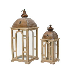 Set de lanternes en bois de sapin 2 pièces DECORIS
