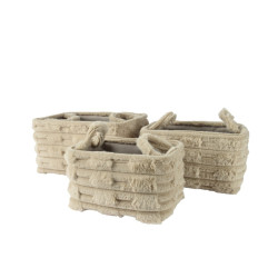 Set de paniers en fausse fourrure bruns 3 pièces