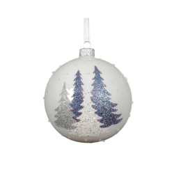 Boule de Noël Verre Sapins Pailletés – Décor Hivernal