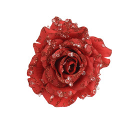 Rose artificielle à clipser Noël – Décoration festive