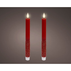 Bougie LED blanc chaud pailletée rouge 24