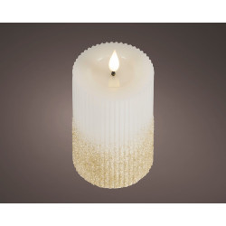 Bougie LED blanc chaud pailletée crème Ø 7