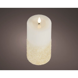Bougie LED blanc chaud pailletée crème Ø 7