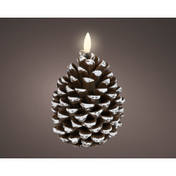 Bougie pomme de pin LED blanc chaud Ø 9 x 13 cm LUMINEO