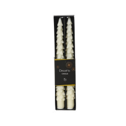 Bougie sapin blanc laine 25 cm 2 pièces DECORIS