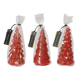 Bougie sapin rouge Noël Ø 8 x 16