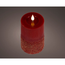 Bougie pailletée LED blanc chaud bordeaux Ø 7