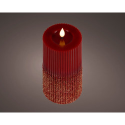 Bougie pailletée LED blanc chaud bordeaux Ø 7