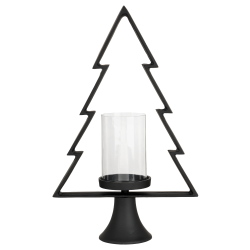 Porte-Bougie Sapin Noir 50 cm – Ambiance Féerique de Noël