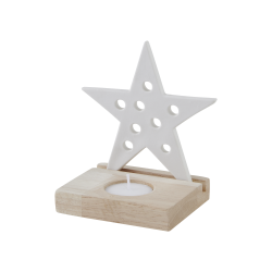 Porte-Bougie Étoile Bekily Blanc Bois – Ambiance Chaleureuse