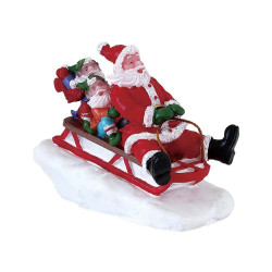 Figurine descente en luge avec le Père Noël LEMAX
