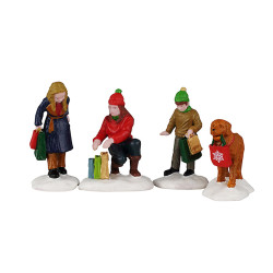 Figurine achats de Noël 4 pièces LEMAX