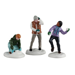 Figurine bataille de boules de neige 3 pièces LEMAX