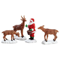 Figurine nourrissage de rennes 4 pièces LEMAX