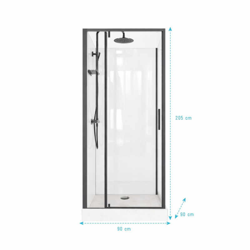 Cabine de douche Zéphyr carrée 90 x 90 x 205 cm AURLANE