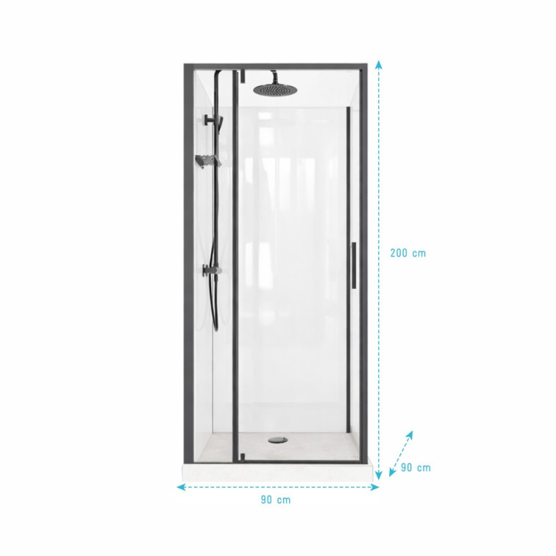 Cabine de douche Zéphyr carrée 90 x 90 x 200 cm AURLANE