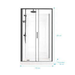 Cabine de douche Zéphyr rectangulaire 90 x 115 x 205 cm AURLANE