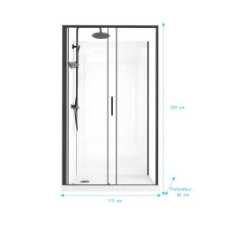 Cabine de douche Zéphyr rectangulaire 90 x 115 x 200 cm AURLANE