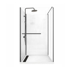 Cabine de douche à l'italienne Zéphyr rectangulaire noire 90 x 120 x 200 cm AURLANE