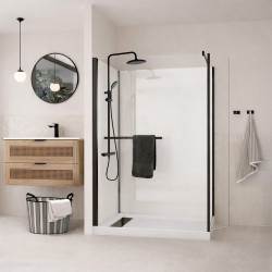 Cabine de douche à l'italienne Zéphyr rectangulaire noire 90 x 120 x 200 cm AURLANE