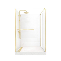Cabine de douche à l'italienne Zéphyr rectangulaire or brossé 90 x 120 x 205 cm AURLANE