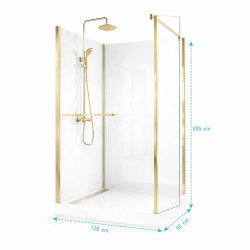 Cabine de douche à l'italienne Zéphyr rectangulaire or brossé 90 x 120 x 205 cm AURLANE