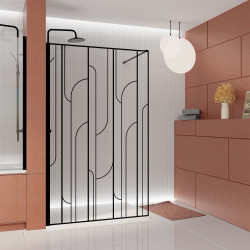 Paroi de douche Art Déco Arrondie noir mat 120 x 195 cm AURLANE