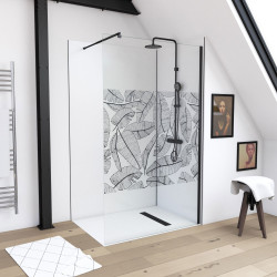 Paroi de douche Jungle noire 120 x 195 cm AURLANE