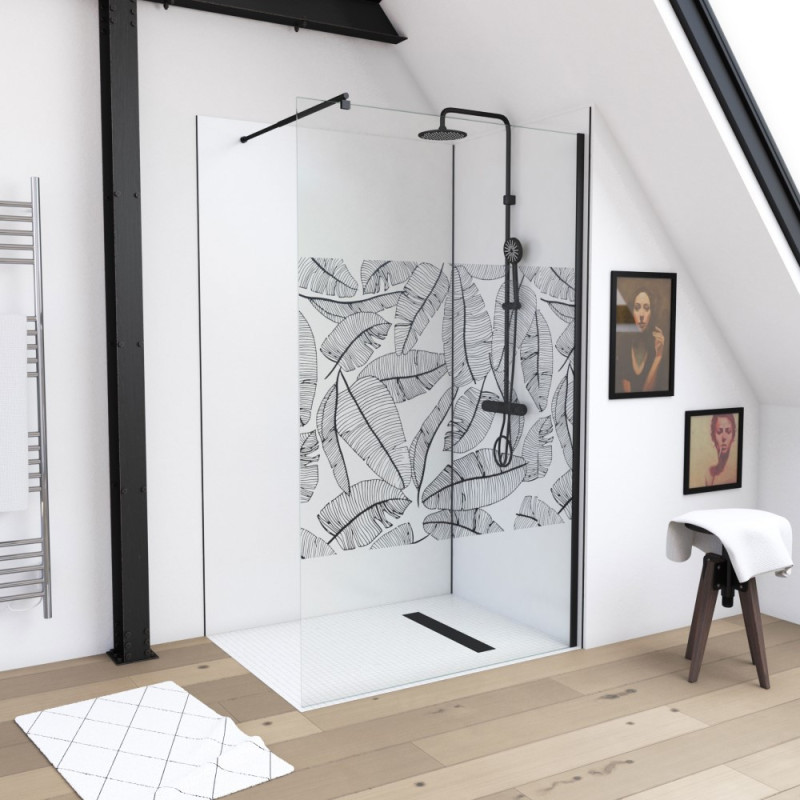 Paroi de douche Jungle noire 120 x 195 cm AURLANE