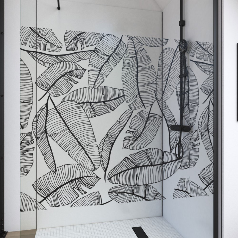 Paroi de douche Jungle noire 120 x 195 cm AURLANE