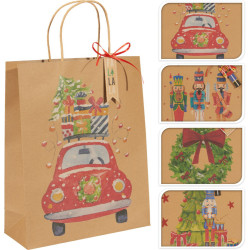 Sac cadeau de Noël en papier 10 x 26 x 32 cm