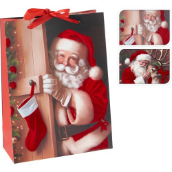 Sac cadeau Père Noël en papier 10 x 26 x 32 cm